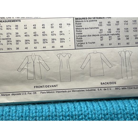 McCalls 8496 Sewing pattern dress blazer size 16 18 20 22 - Picture 5 of 5